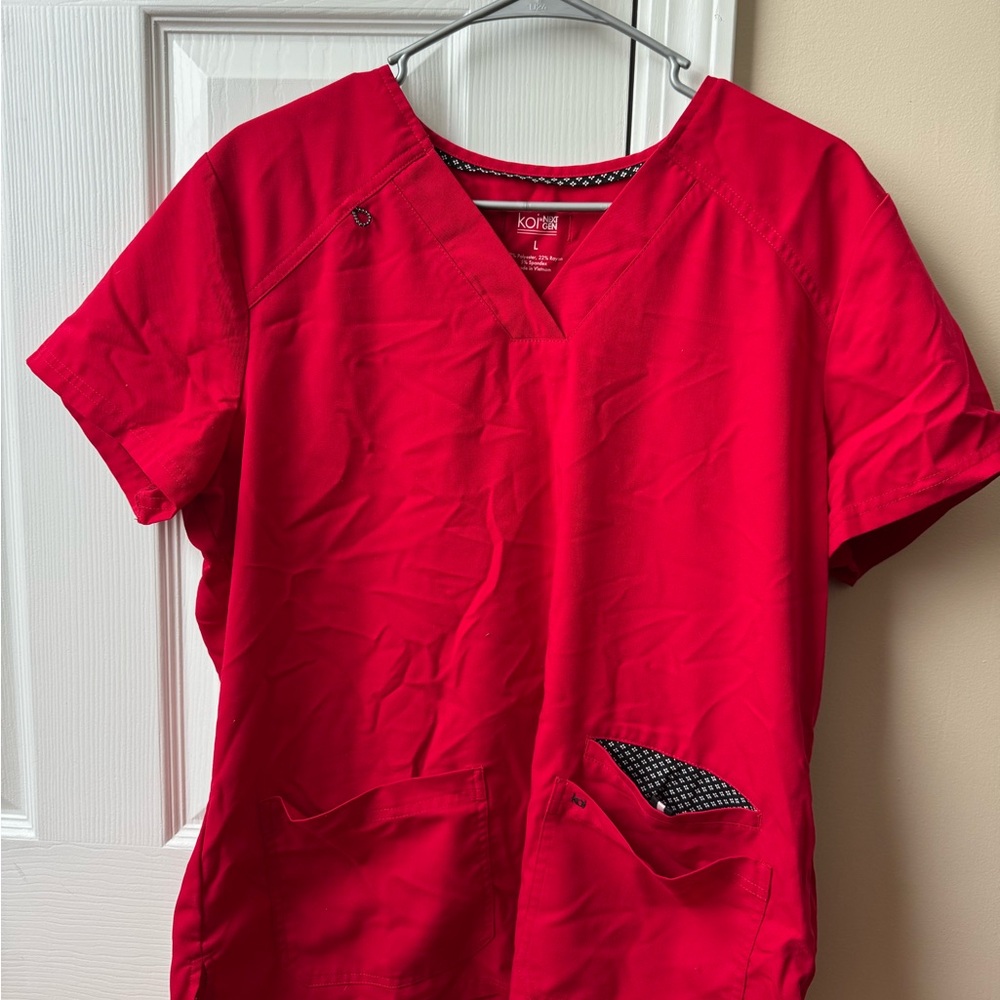 Koi Women's Vibrant Red Short Sleeve Top